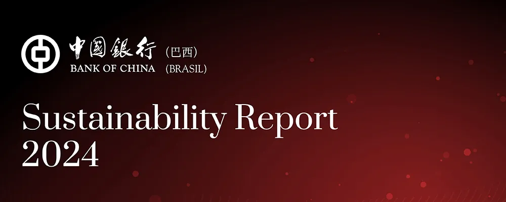 Dark red with black gradient banner. On the left side, the Bank of China Brand and below the sentence Sustainability Report 2024 in white.